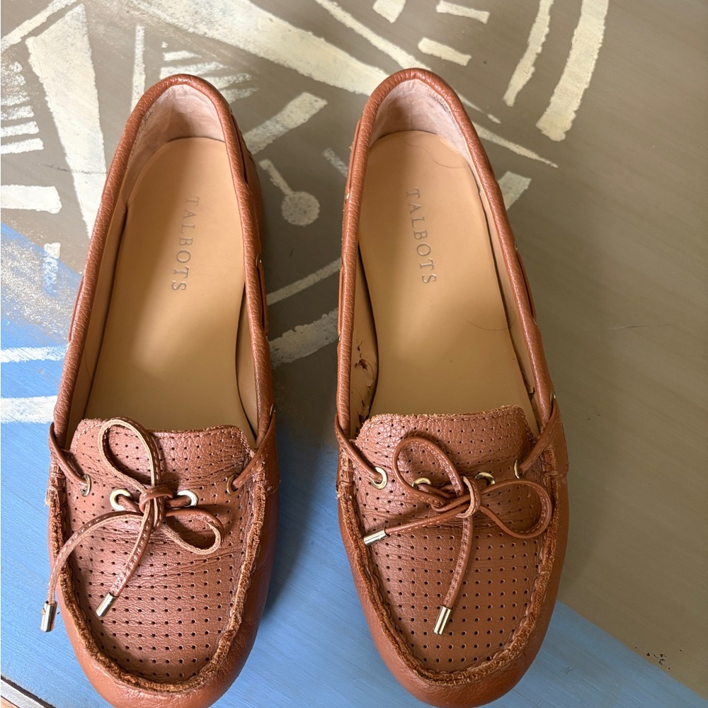 Talbots Women's Perforated Leather Loafers in Cognac